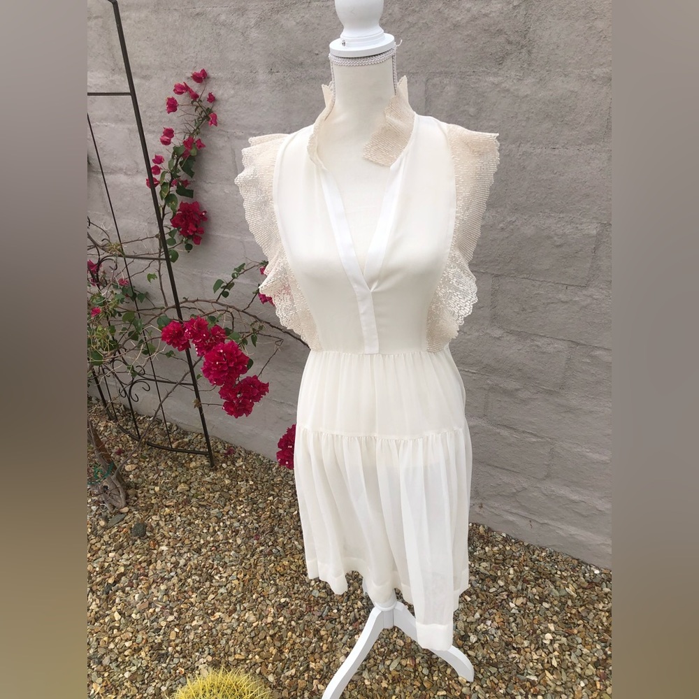 Sandro Paris sheer midi dress with lace detail size 2 - Picture 2 of 16